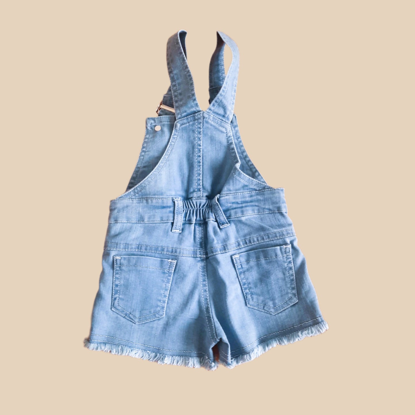 White and Blue Girls Mickey Denim Dungaree Shorts Set with White Cotton Solid T-Shirt Top 2-Piece Set Toddler and Kids Outfit for 1-5 year old girl - BabyChirp