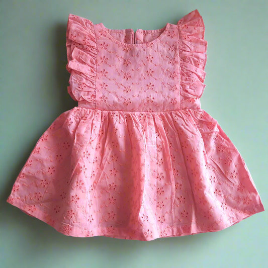 Peach Girls’ Chicken Frock Tulle Dress Soft Cotton Party Dress for 1–7 Year old girl - BabyChirp