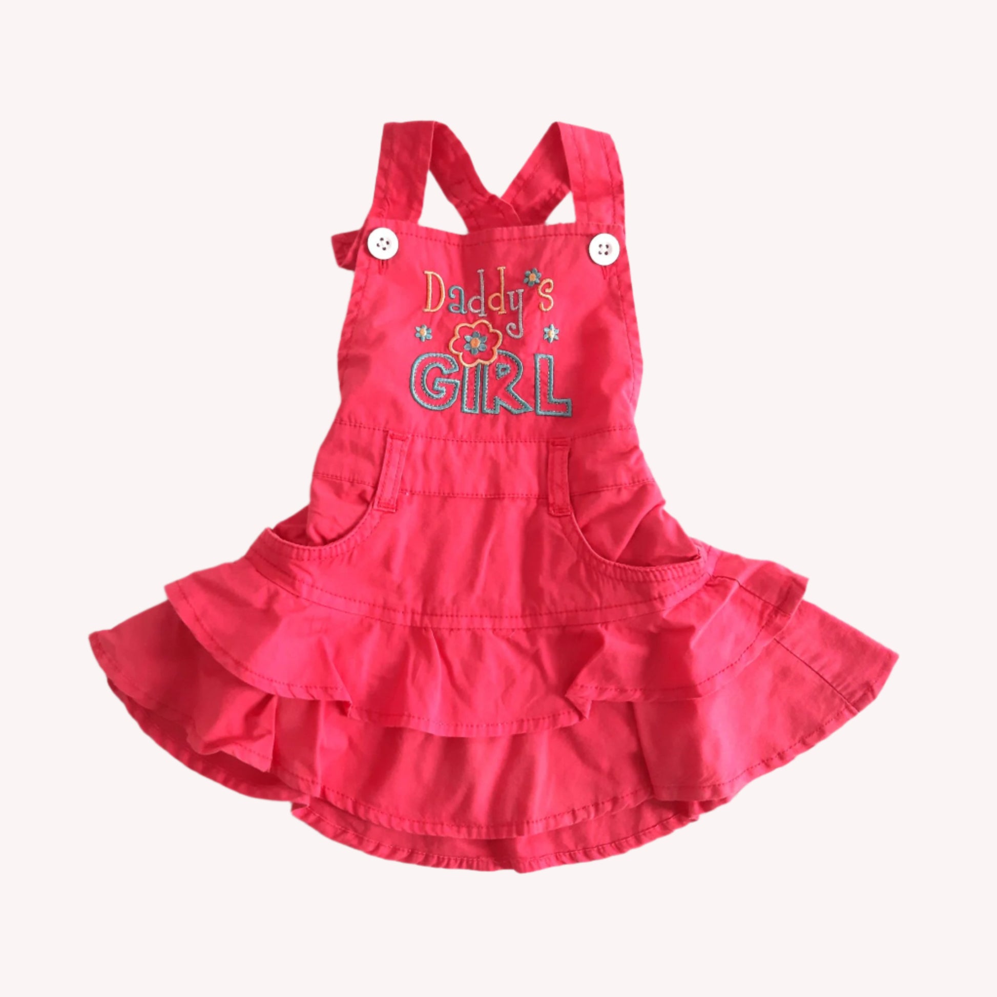 Peach Girls' Cotton Daddy' Girl Frock with White Floral Top and Leggings 3-Piece Outfit for Toddlers and Kids for 1-7 year old girl - BabyChirp 