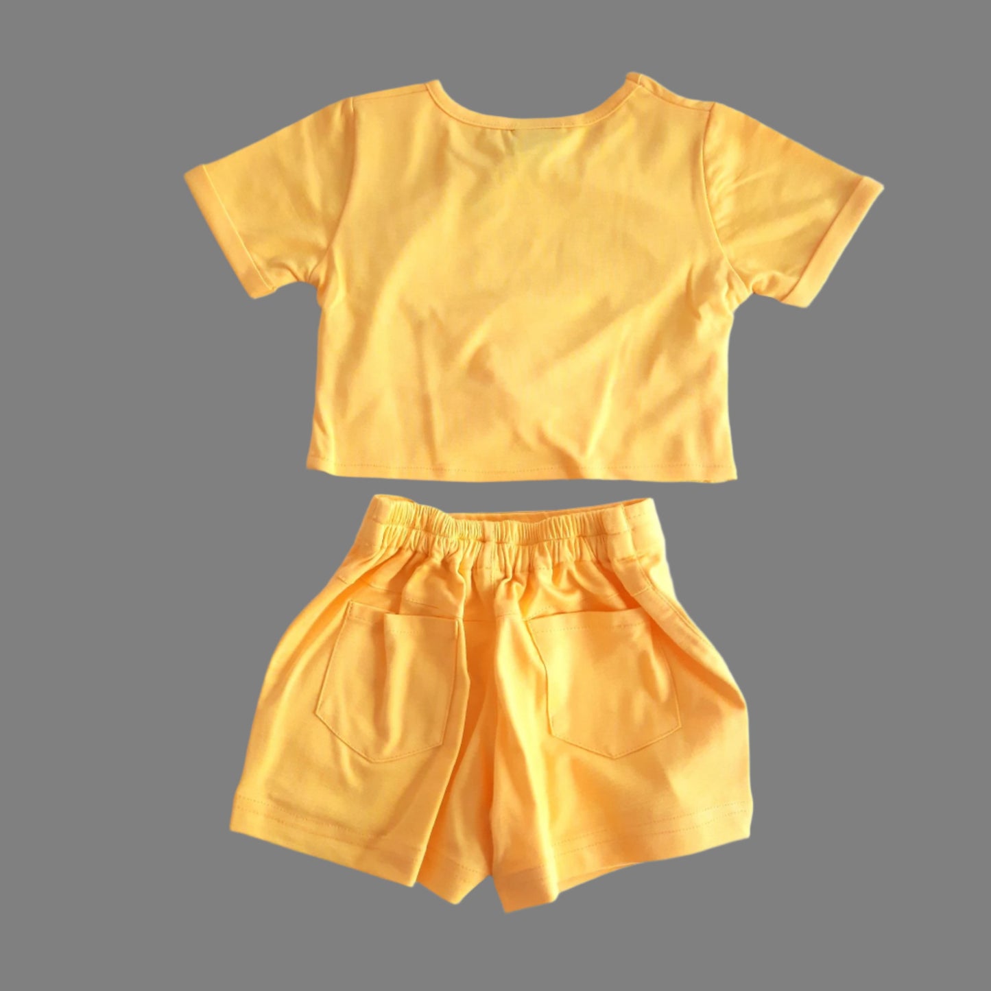 Lemon Yellow Girl's Super Girl Cotton Skort Set - 2 piece Set for 1-7 years old girl - BabyChirp 