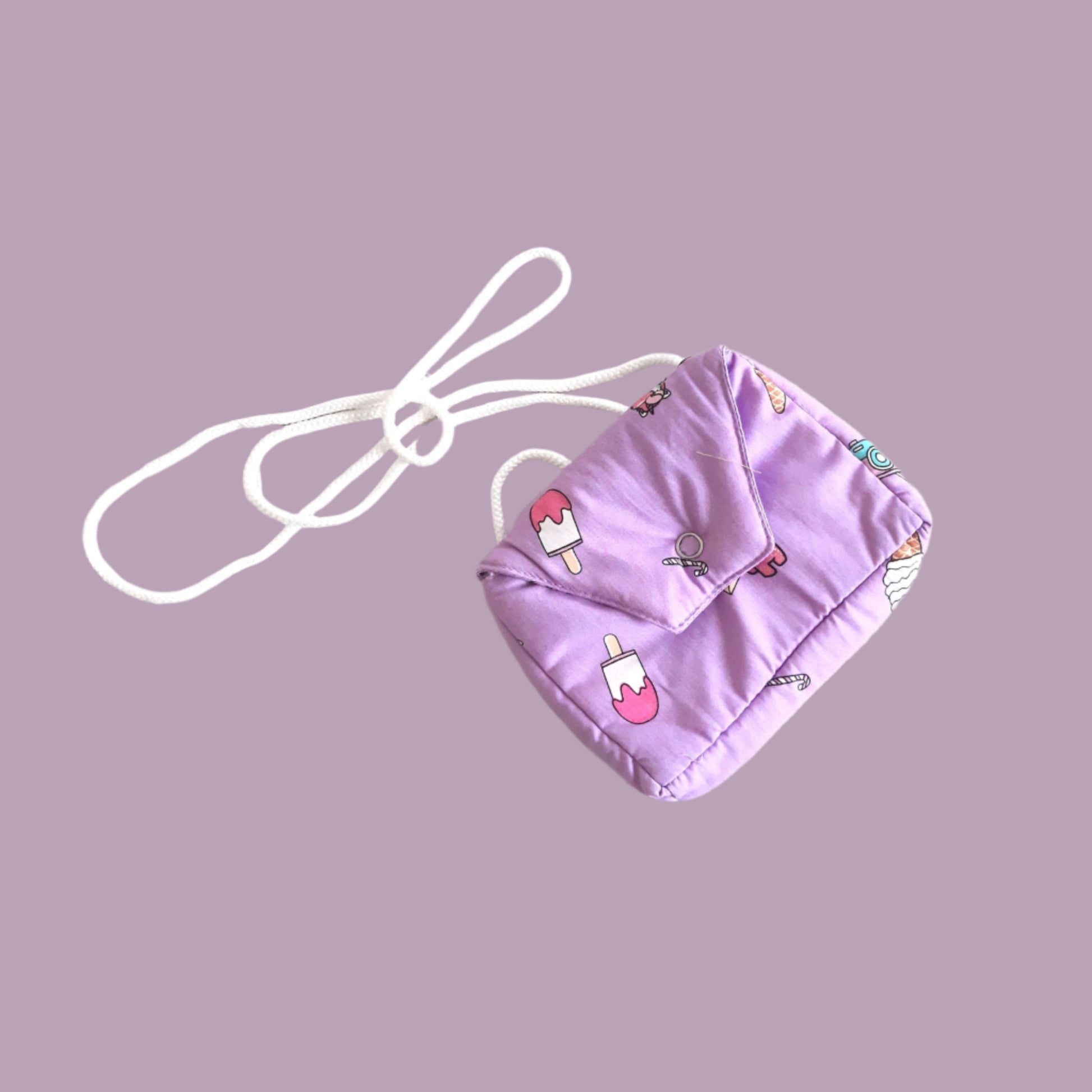 Purple Girls Playful Pure Cotton Jumpsuit with Cute Stylish Purse for 1-7 year old girl- BabyChirp 
