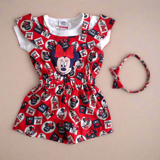 Red and White Shorts Cotton Dungaree for 1-7 year-old girl – BabyChirp