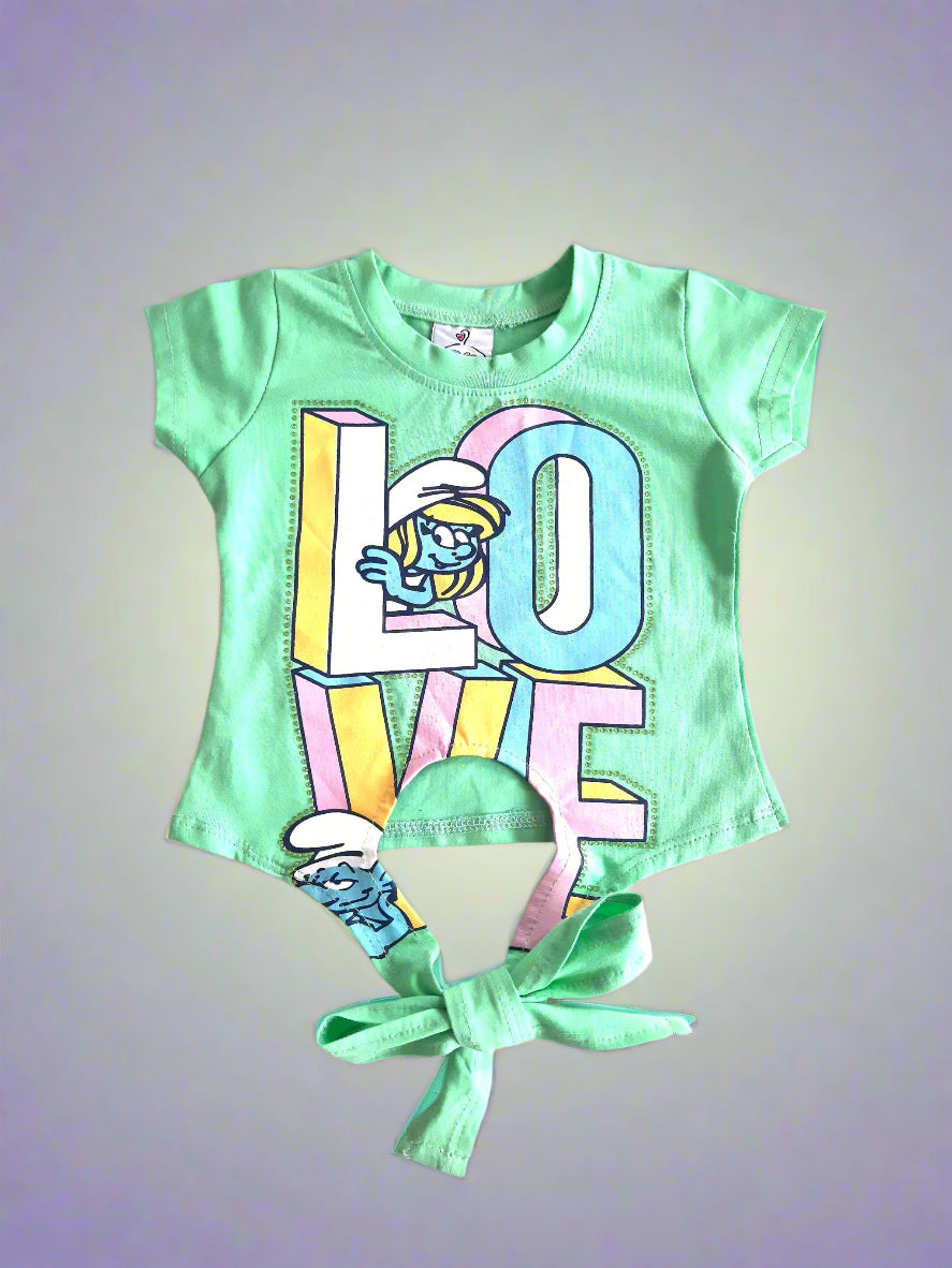 Pista Green Girl's Love Cotton  with Pista Green Top 2 piece Overall Set for 1-5 year old girl -  BabyChirp