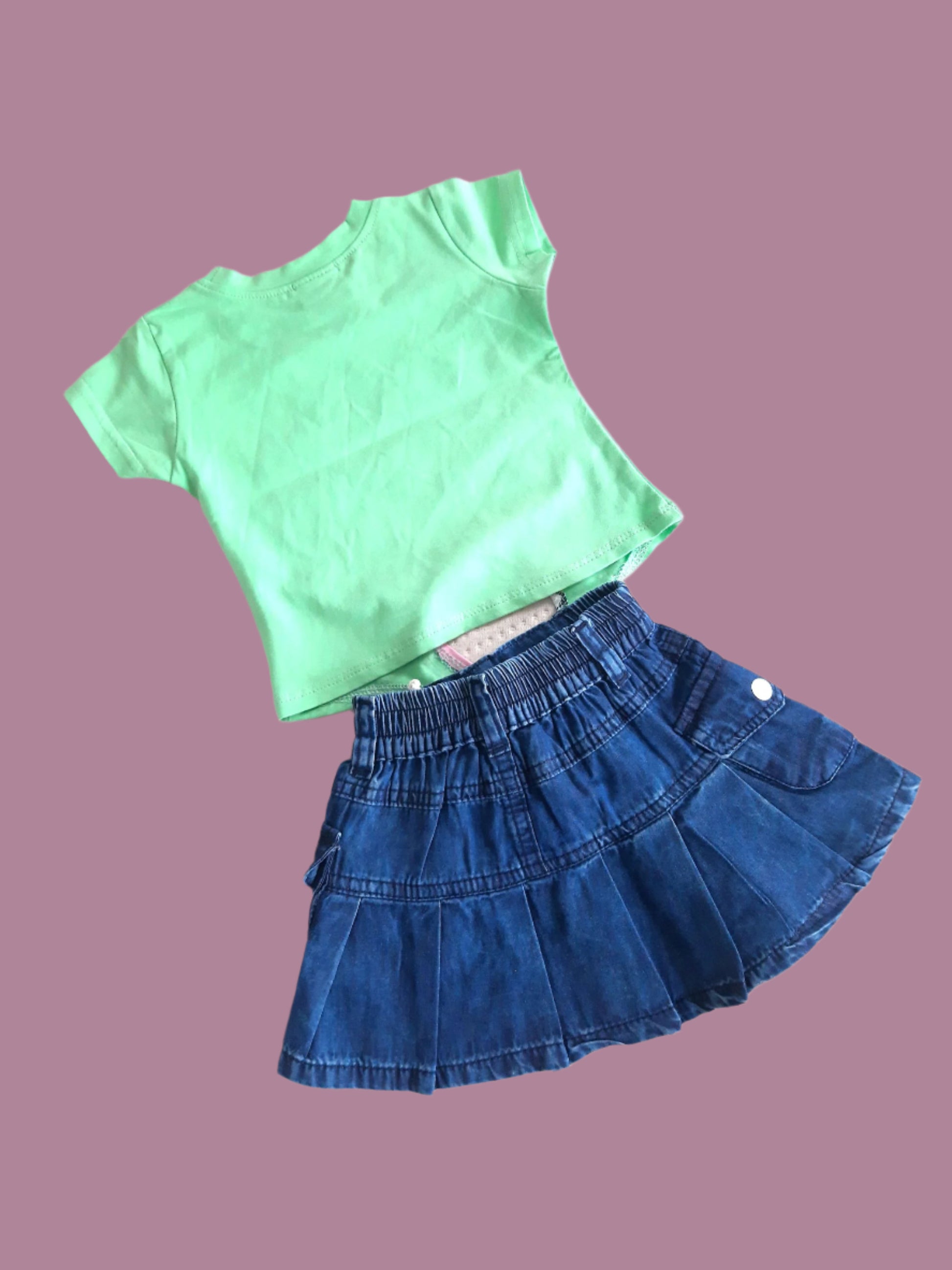 Pista Green Girl's Love Cotton  with Pista Green Top 2 piece Overall Set for 1-5 year old girl -  BabyChirp