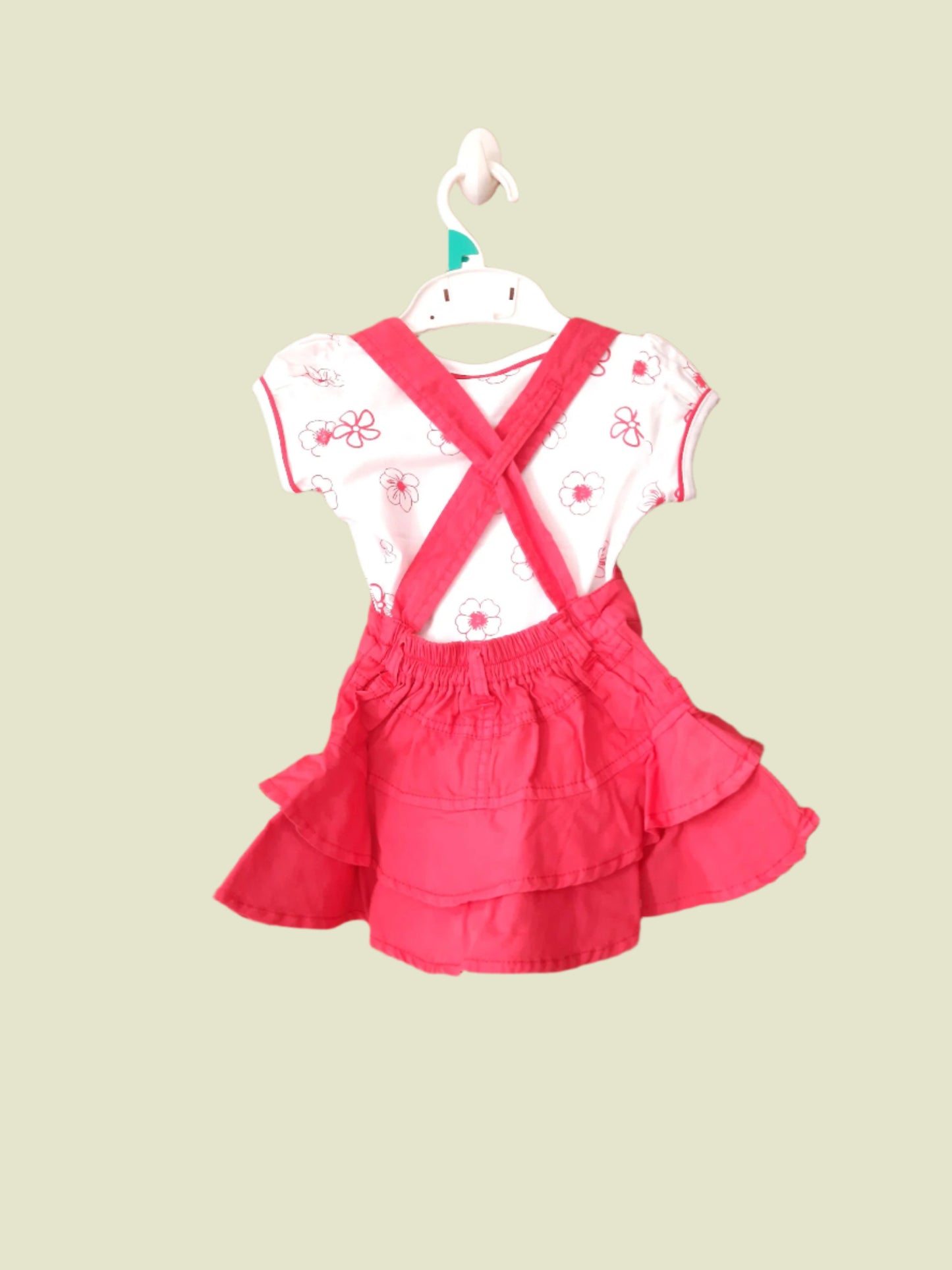 Peach Girls' Cotton Daddy' Girl Frock with White Floral Top and Leggings 3-Piece Outfit for Toddlers and Kids for 1-7 year old girl - BabyChirp 