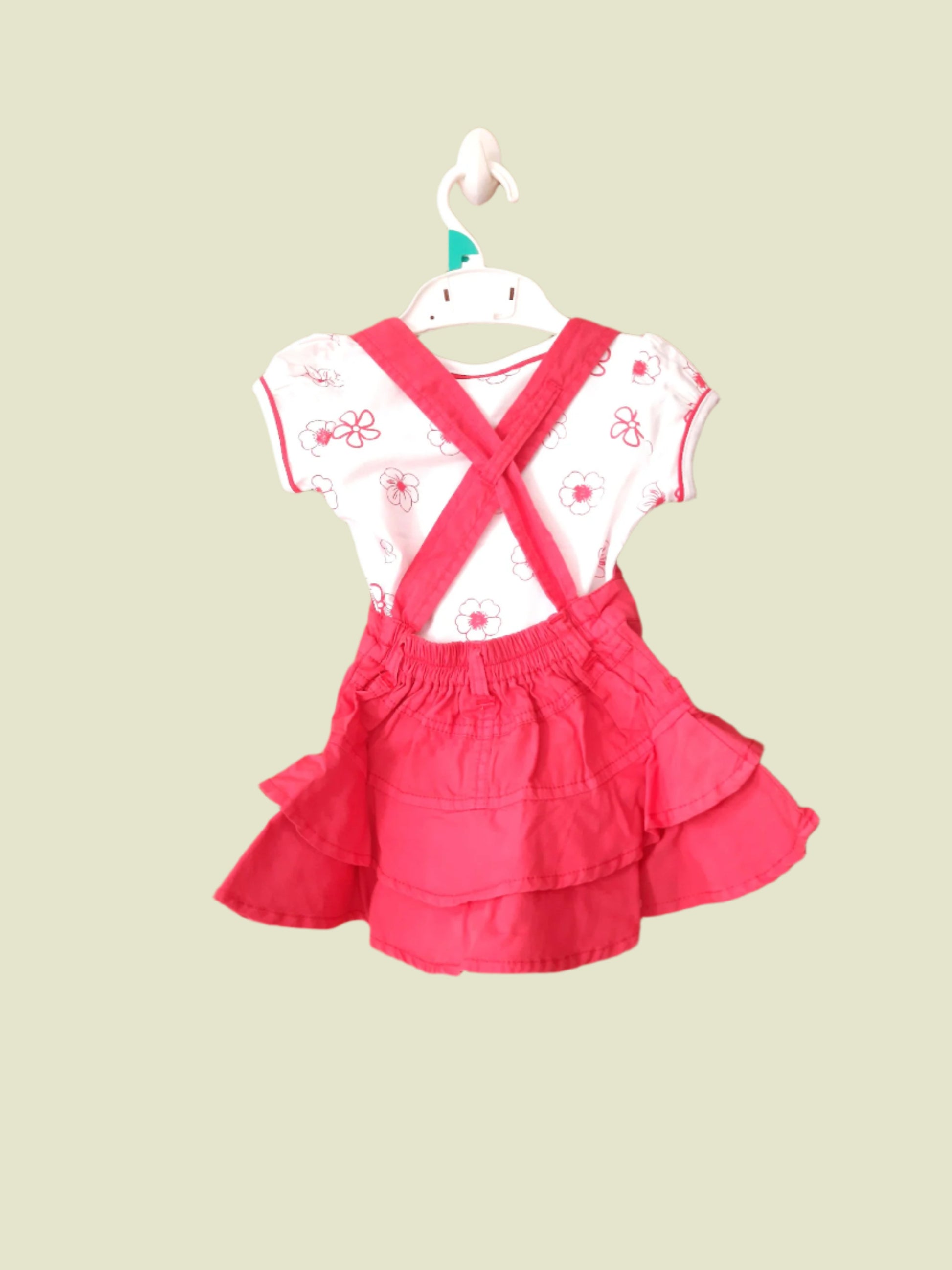 Peach Girls' Cotton Daddy' Girl Frock with White Floral Top and Leggings 3-Piece Outfit for Toddlers and Kids for 1-7 year old girl - BabyChirp 